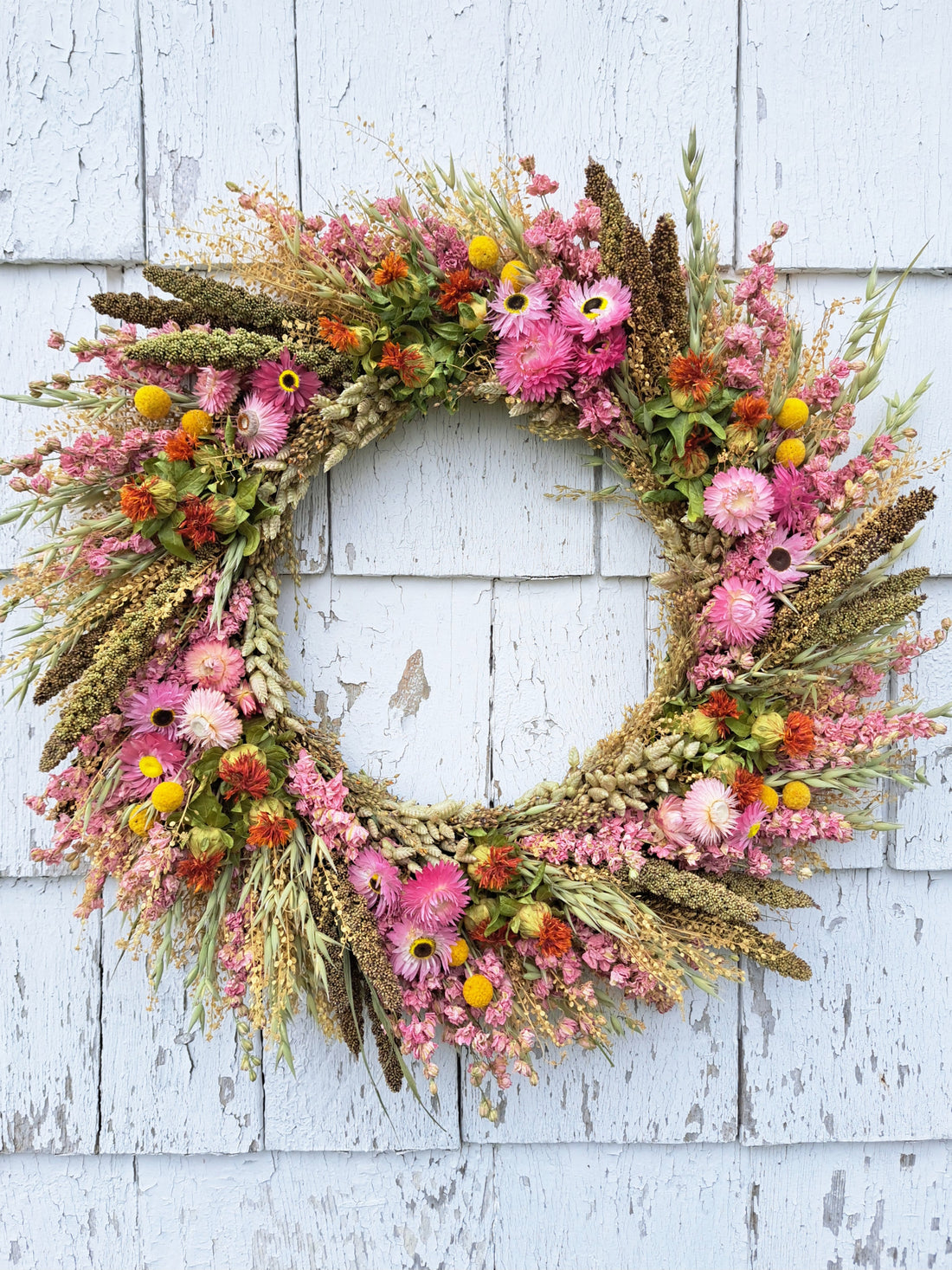 Pink Harvest Large Dried Flower Wreath