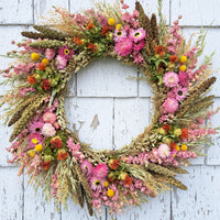 Pink Harvest Large Dried Flower Wreath