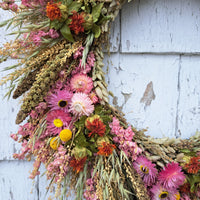 Pink Harvest Large Dried Flower Wreath