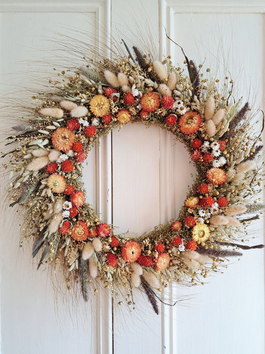 Autumn Colors Large Dried Flower Wreath