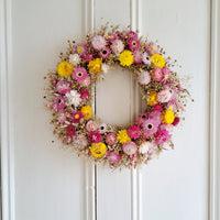 Bright Strawflowers Medium Dried Flower Wreath