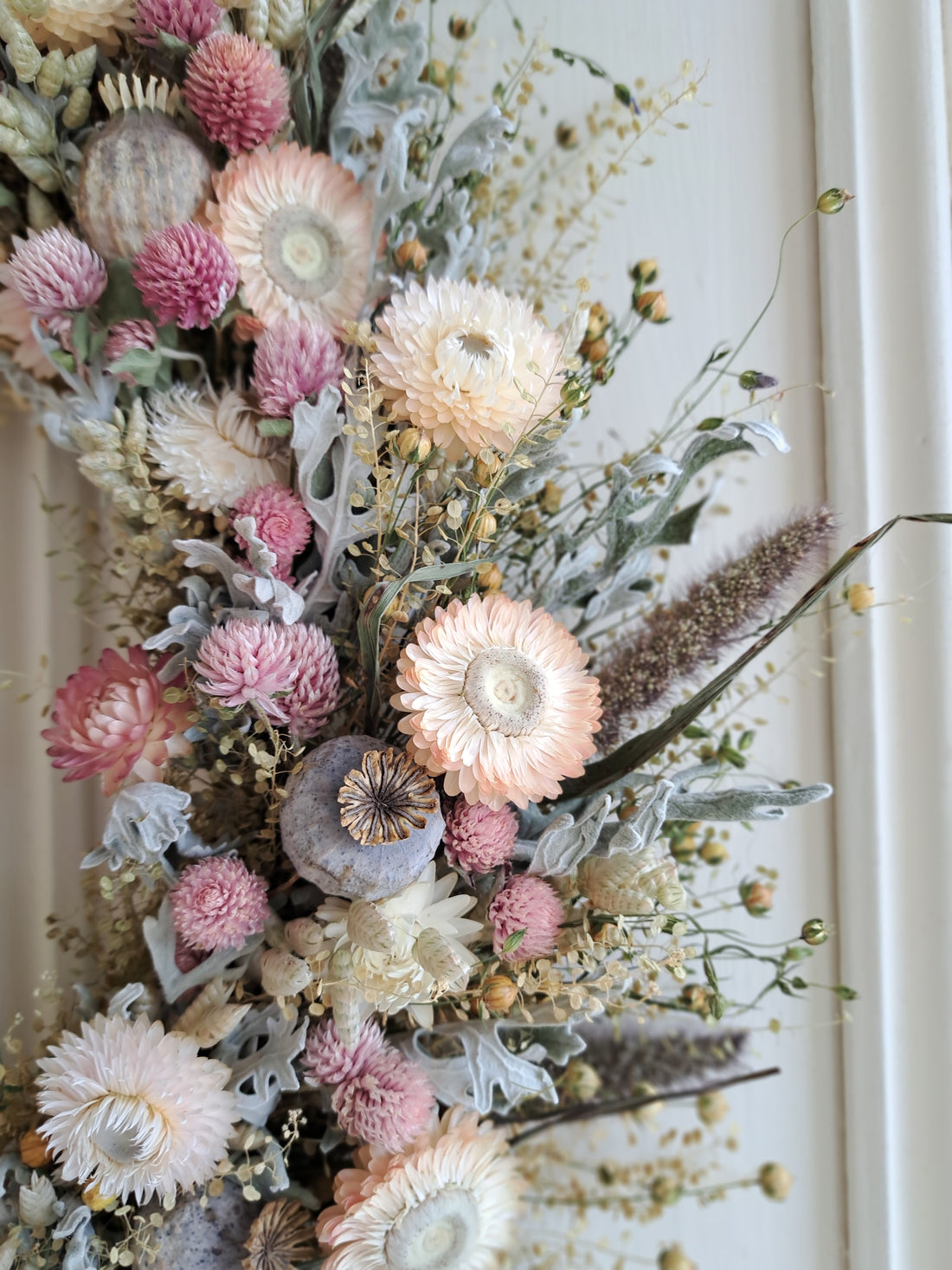 Poppy and Pink Large Dried Flower Wreath