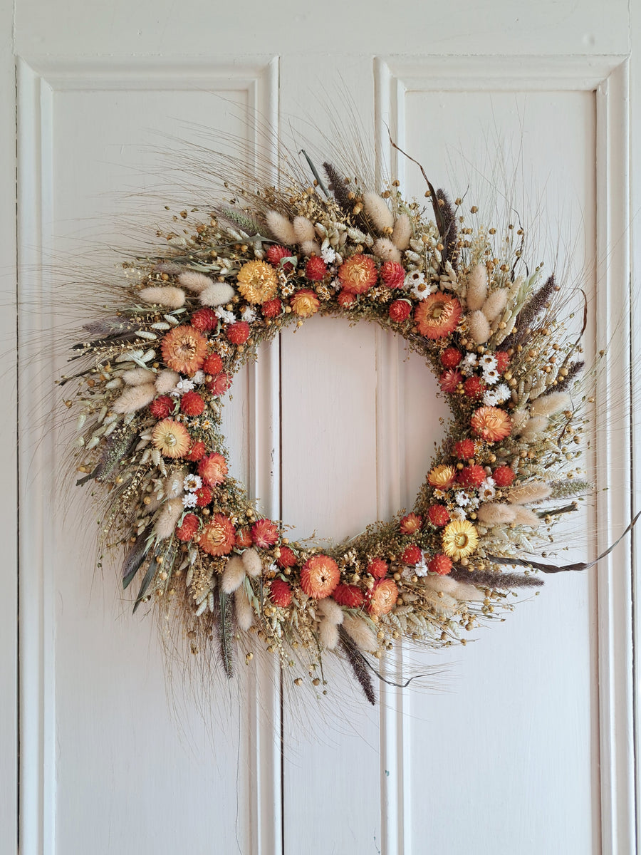 Autumn Colors Large Dried Flower Wreath