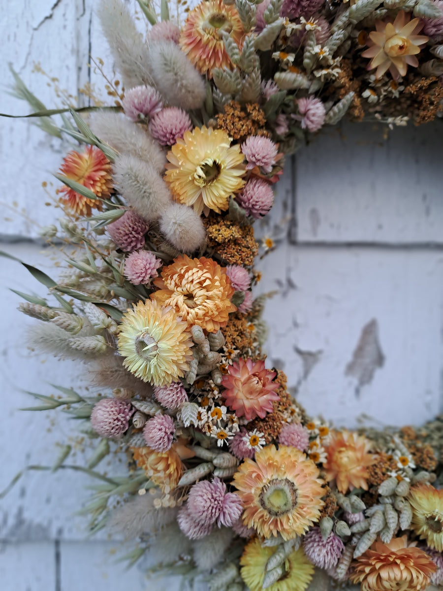 Rustic Pastels Medium Dried Flower Wreath