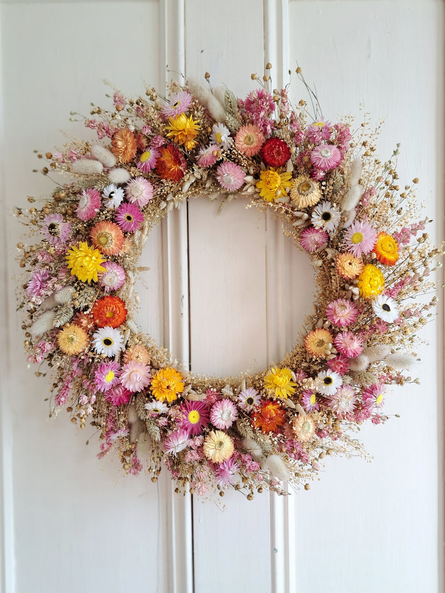 Colorful Harvest Large Dried Flower Wreath