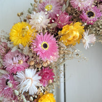 Bright Strawflowers Medium Dried Flower Wreath