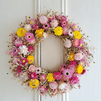 Bright Strawflowers Medium Dried Flower Wreath