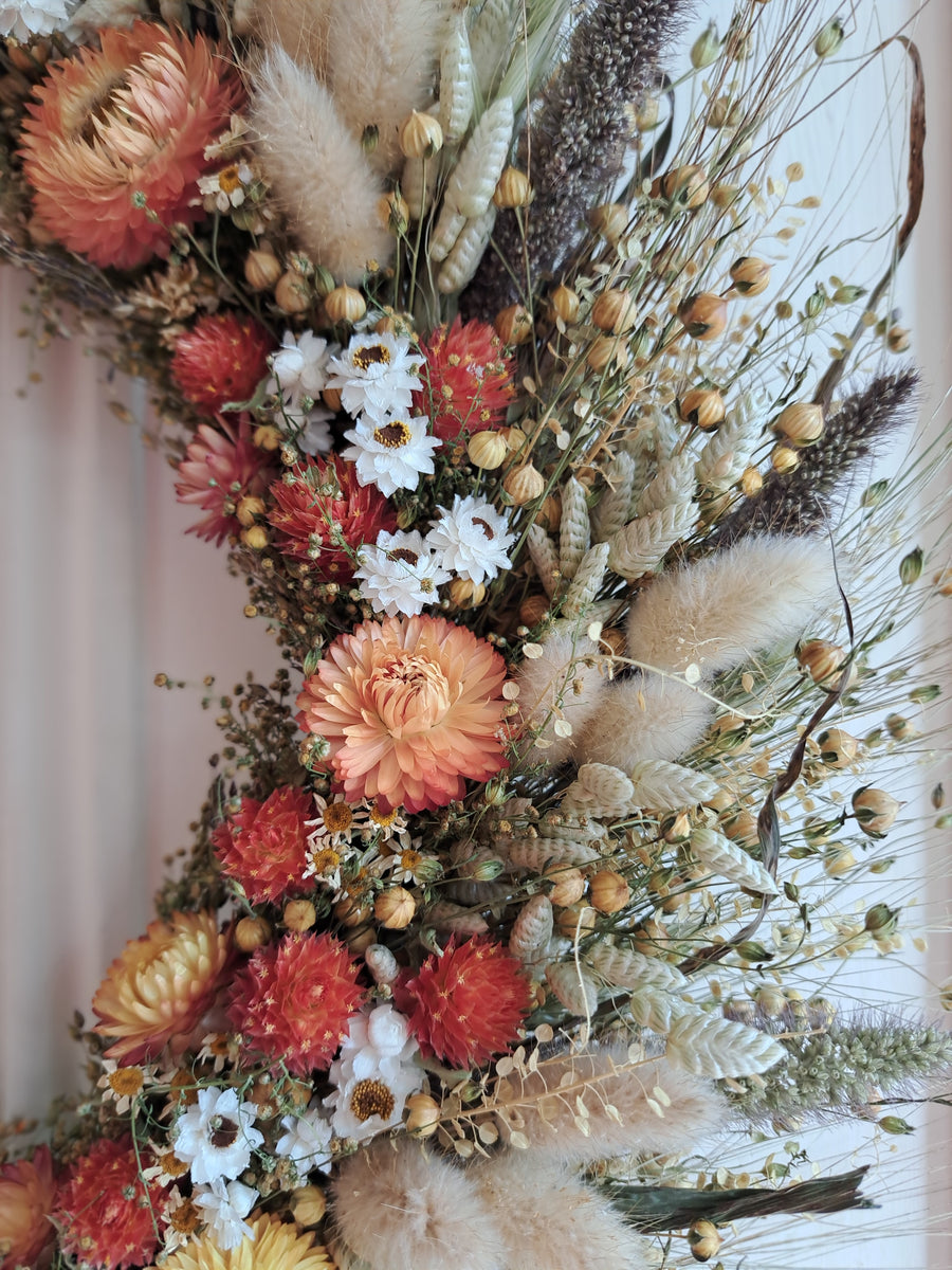 Autumn Colors Large Dried Flower Wreath