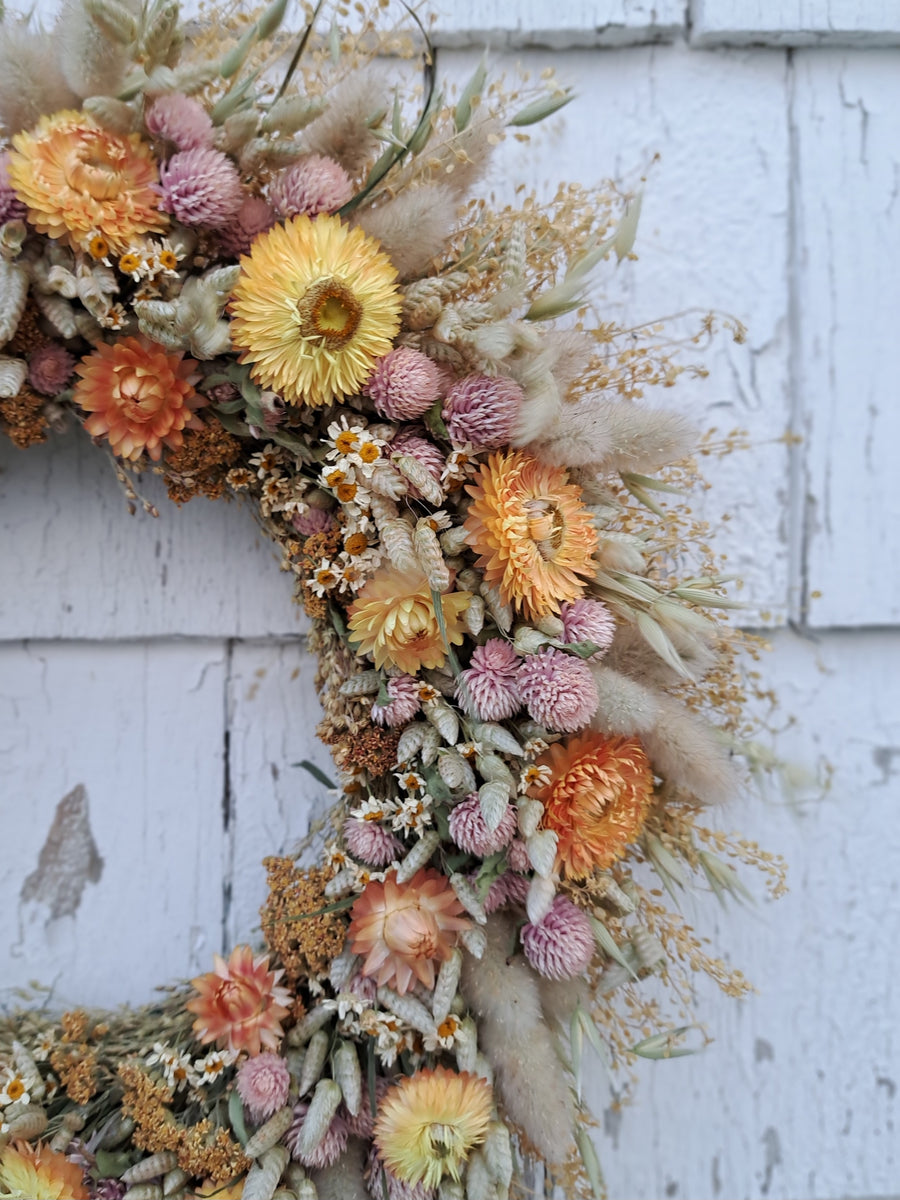 Rustic Pastels Medium Dried Flower Wreath